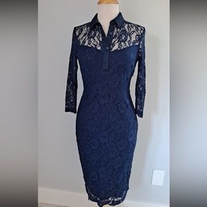 Gorgeous, classy, navy blue lace dress by Eva Mendes
